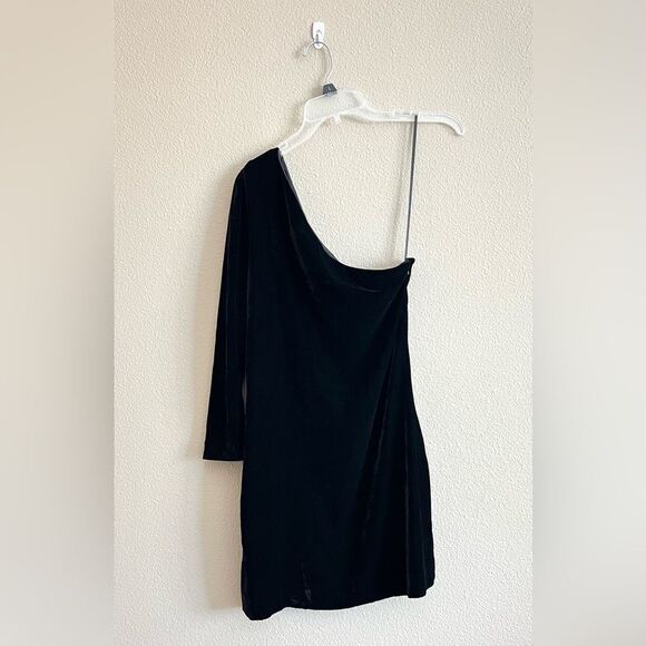 Theory One Shoulder Velvet Mini Dress - Picture 1 of 9